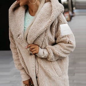 Women's Cozy Fuzzy Hooded Jacket with Pockets