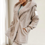 Women's Cozy Fuzzy Hooded Jacket with Pockets