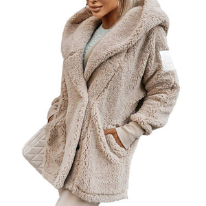 Women's Cozy Fuzzy Hooded Jacket with Pockets